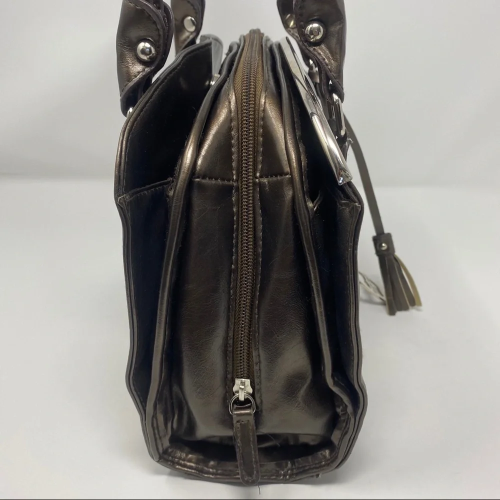 ELLEN TRACY 3 Compartment Bronze Tote Handbag
